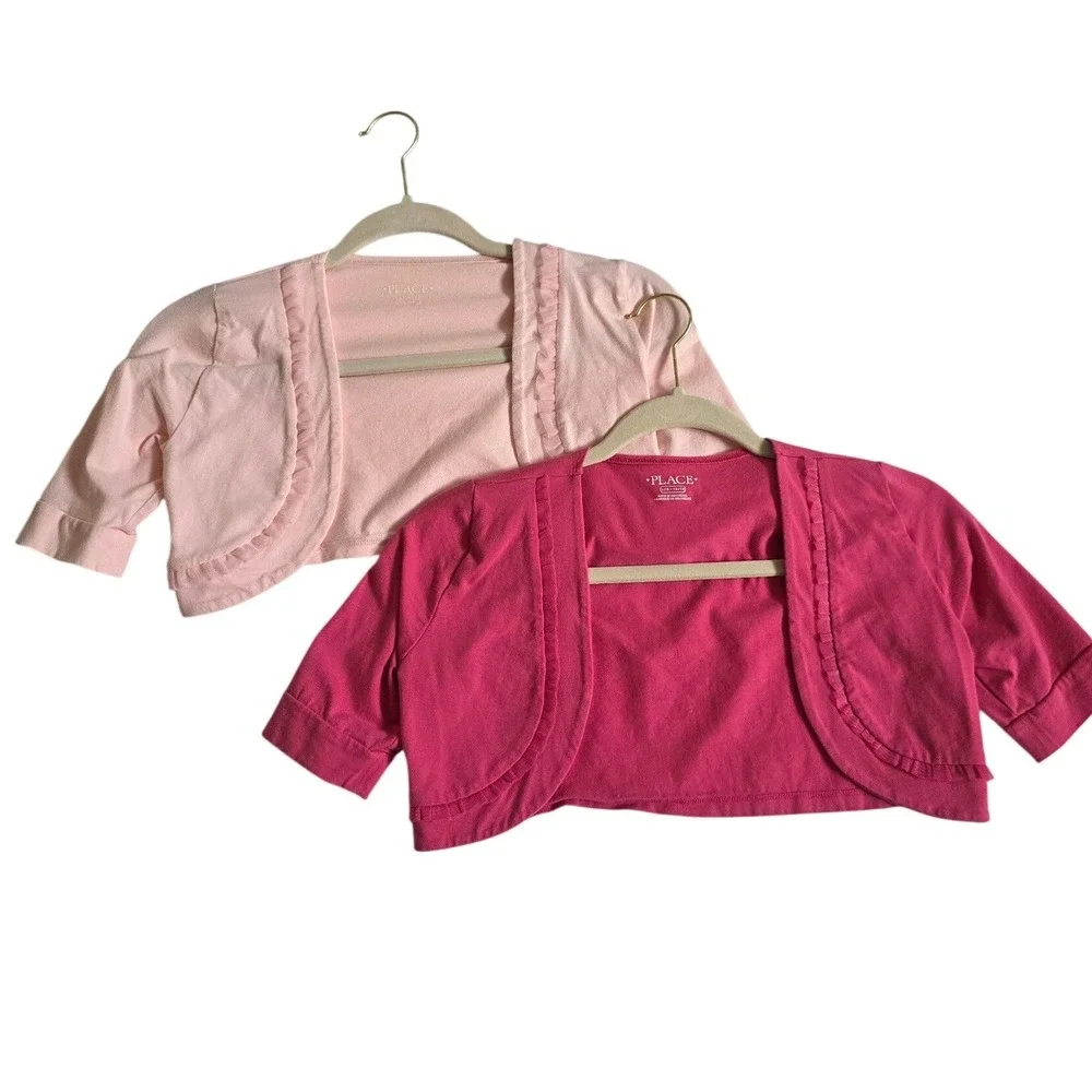 The Children's Place Shrug Bolero L 10/12 Pink Ruffle Layering Cardigan